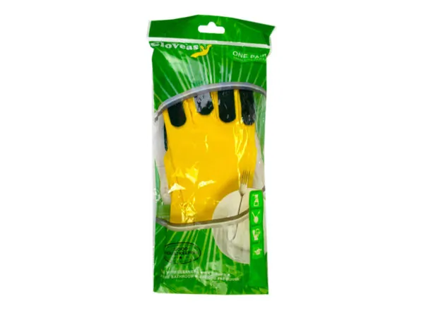bulk buys HR441 - Eco-Friendly Yellow Scrubber Gloves with Built-In Sponges