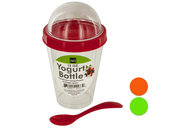 bulk buys HW778 - 12 oz. Yogurt Cup with Spoon and Toppings Compartment