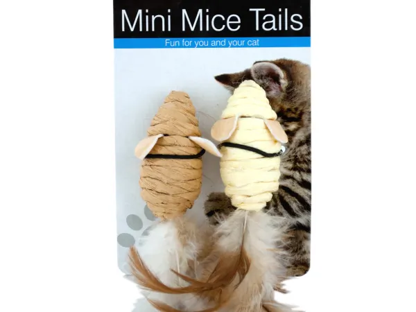 tiny's KA327 — 2-Piece Mini Mice Cat Toys Set with Feather Tails
