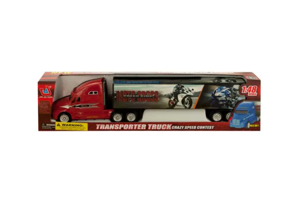 Bulk Buys KL236 — Friction Powered Truck with Motorcycle Graphics - 15.25"