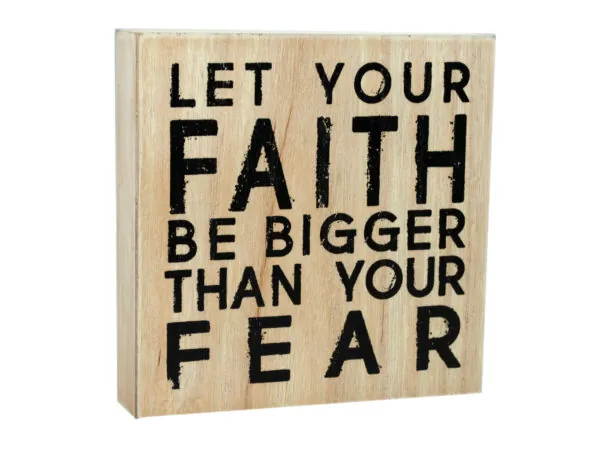 bulk buys KL591 - Inspirational Faith & Fear Wood Art - 6 x 6