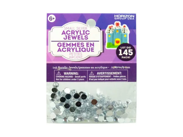 bulk buys KM246 - Sparkling Silver Acrylic Gems - 145 Pack for Crafts