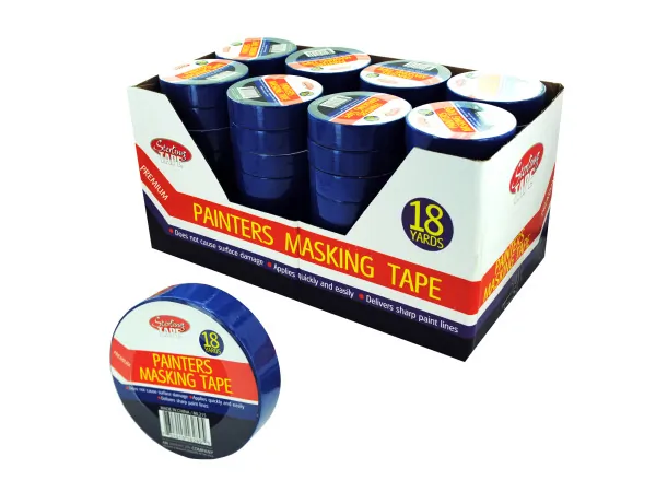 Bulk Buys ML215 — 1" x 18 YRD Painter's Masking Tape Display (64 Rolls)