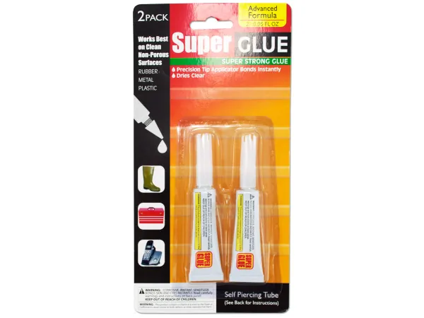 Bulk Buys MO032 — Multi-Purpose Super Glue Kit - 2 Tubes, 0.05 oz Each