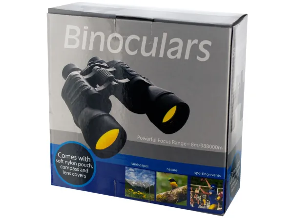 Bulk Buys OB411 — Binoculars with Compass and Pouch powerful focus range of 8m/988000m