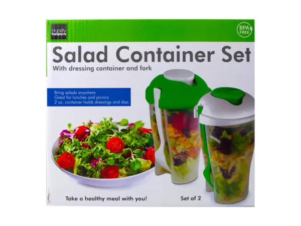 Bulk Buys OB731 — 2 Pack Salad Container Set with Dressing Containers & Forks