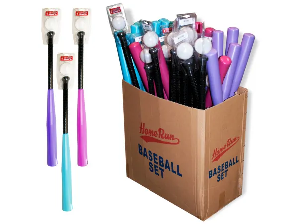 bulk buys OB907 - Outdoor Plastic Baseball Bat and Ball Set for Kids