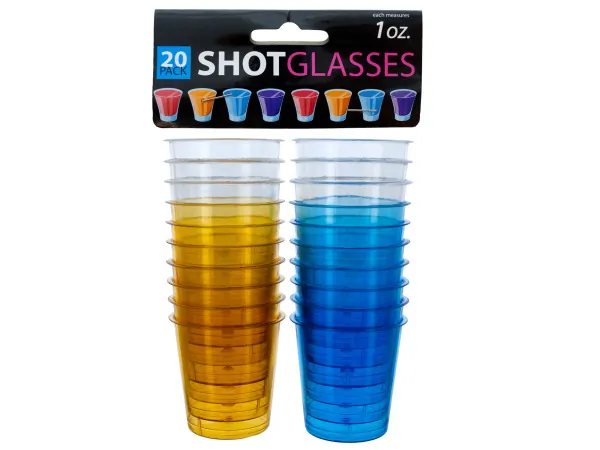 Bulk Buys OC101 — 20-Pack 1 oz. Disposable Clear Plastic Shot Glasses