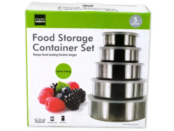 Bulk Buys OC692 — Space-Saving Nesting Metal Food Storage Containers Set
