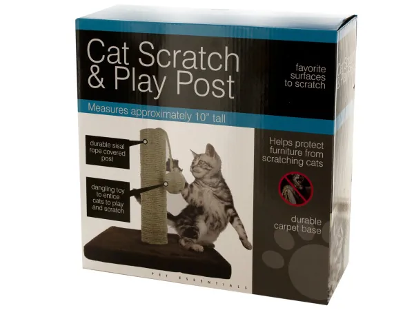 Bulk Buys OD425 — Deluxe Cat Scratching Post with Toy and Plush Base