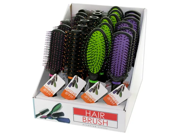 Bulk Buys OD842 — Assorted Colorful Hair Brushes for All Hair Types