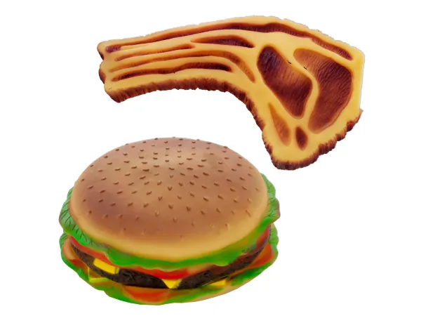 Bulk Buys OD938 — Squeaky Hamburger & Steak Dog Toy