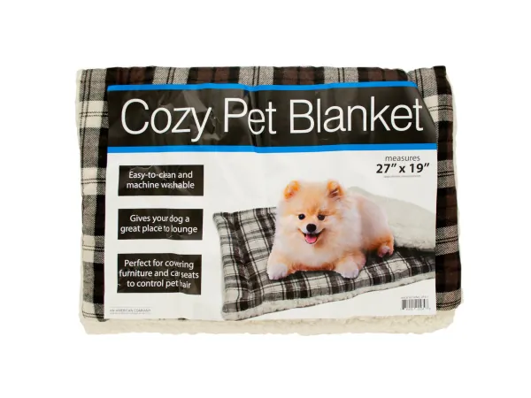 Bulk Buys OF411 — Soft Fleece-Lined Plaid Pet Blanket for Cozy Comfort