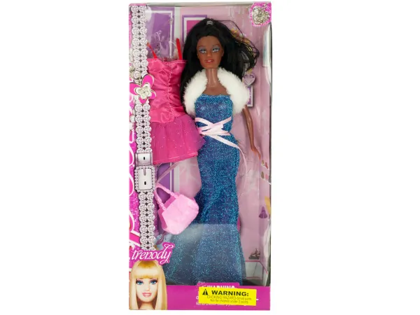 bulk buys OF617 - Elegant Black Fashion Doll with Glamorous Outfit