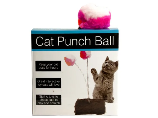 Bulk Buys OF800 — Cat Punch Ball Toy with Furry Base