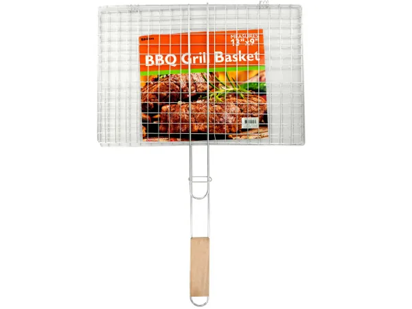 bar b q time OF873 - Premium Stainless Steel Barbecue Grill Basket with Handle