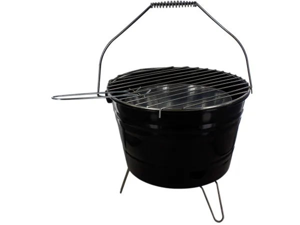 bar b q time OL369 - Compact Charcoal Grill Bucket with Handle