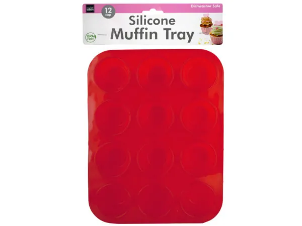 Bulk Buys OL462 — Flexible Silicone Mini Muffin Baking Tray - 12 Cups