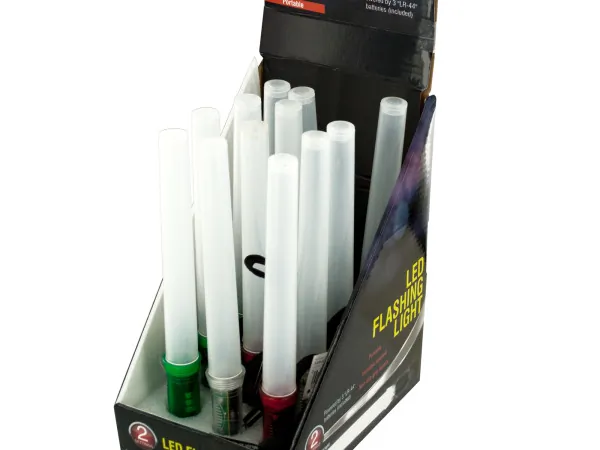bulk buys OL473 - LED Emergency Flashing Light Stick Display - 12 Pack