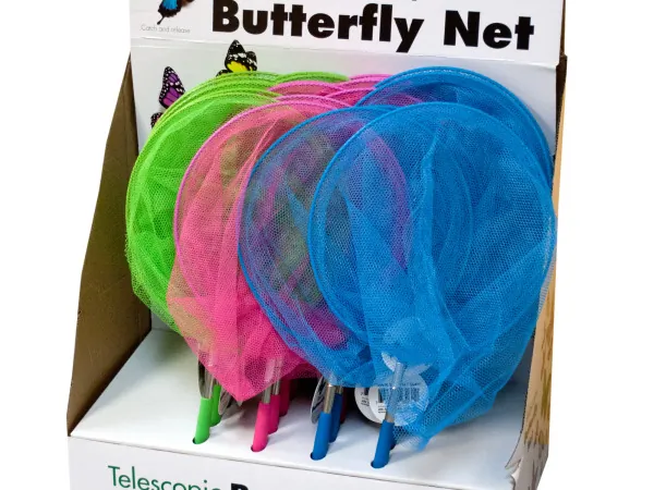 Bulk Buys OL492 — Colorful Telescopic Butterfly Net Display (24 pcs)