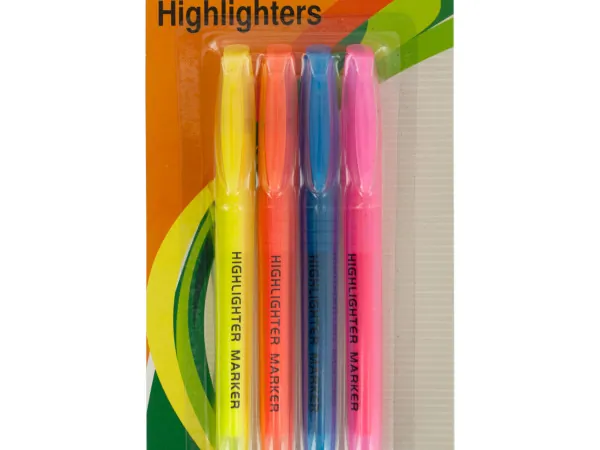 Bulk Buys OR402 — Vibrant Quick-Dry Chisel Tip Highlighter Set - 4 Pack