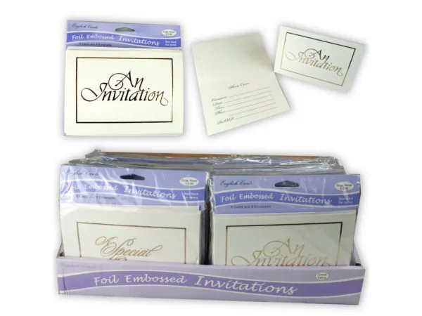 Bulk Buys OP901 — Gold Foil Invitation Cards - 8 Count with Envelopes
