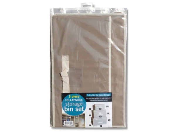 Bulk Buys OS311 — 3-Piece Collapsible Storage Bin Set with Lids