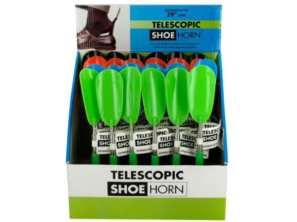 Bulk Buys OS681 — Adjustable Telescopic Shoe Horn Display - Assorted Colors