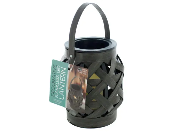 Bulk Buys OS888 — Decorative Basket Weave Lantern with LED Candle