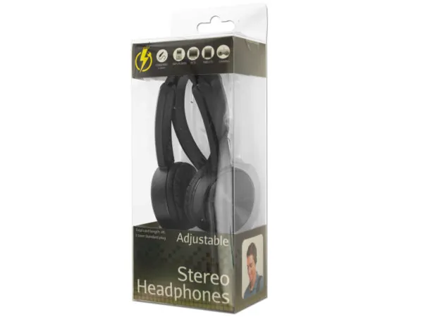 Bulk Buys OT083 — Black Adjustable Stereo Headphones