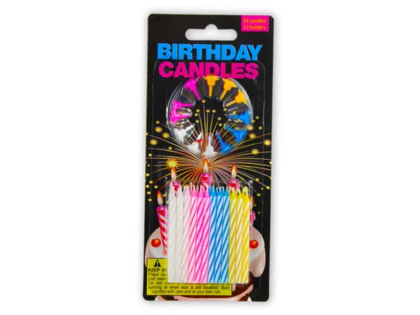 Bulk Buys PA011 — Colorful Birthday Candles with Holders - 36 Piece Set