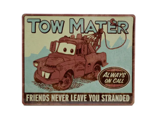 Bulk Buys OT807 — Vintage Disney Pixar Cars Wall Sign with Tow Mater