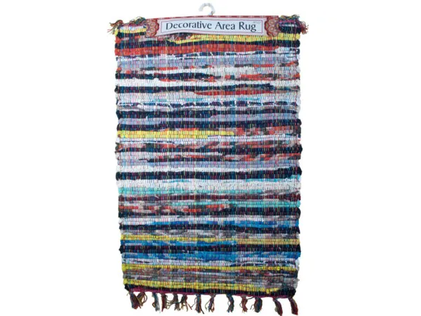 Bulk Buys OT868 — Vibrant Multi-Color Striped Chindi Cotton Rug