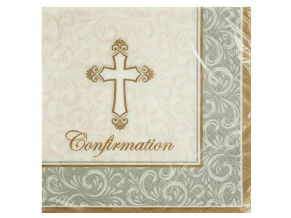 bulk buys PB563 - Elegant Confirmation Beverage Napkin Set - 16 Count