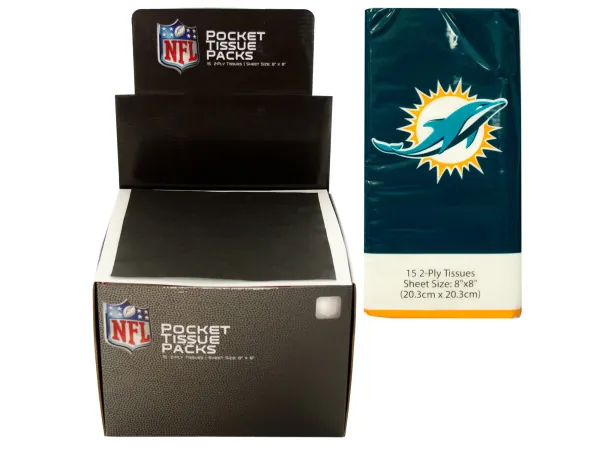 Bulk Buys PB666 — Miami Dolphins NFL Pocket Tissue Packs Display - 48 Count