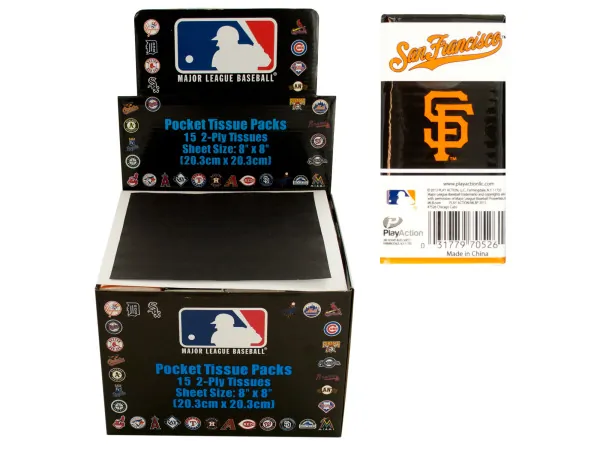 bulk buys PB674 - San Francisco Giants Pocket Tissue Packs - 48 Count Display