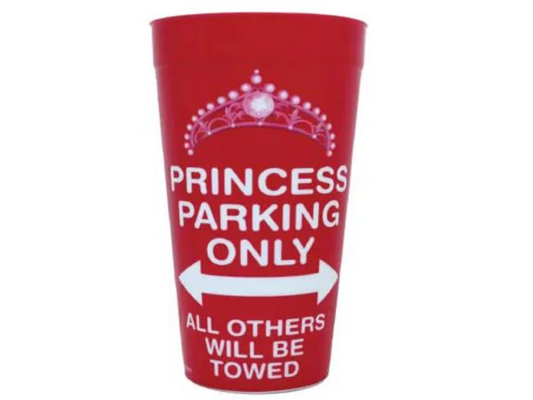 bulk buys PC675 - Pink Princess Parking Only Plastic Tumbler Cup