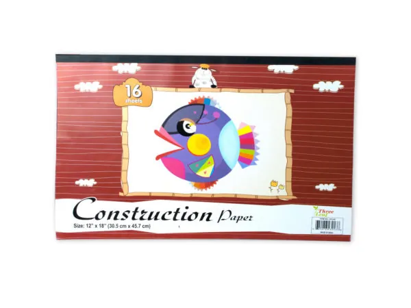 bulk buys SC532 - Large Assorted Construction Paper Pad - 16 Sheets