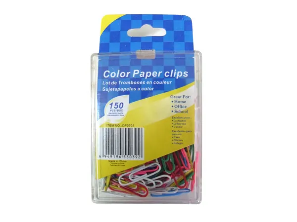 Bulk Buys UU552 — Vibrant Colored Paper Clips - 150 Count in Container