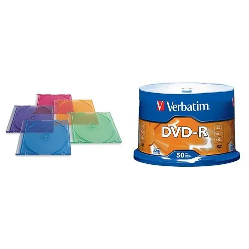 VERBATIM 94178 — 50PK CD DVD COLOR SLIM STORAGE CASES
