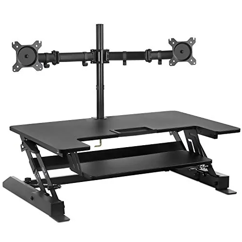 MountIt MI-7934 — MI-7934 Adjustable Sit-Stand Desk Converter for Dual Monitors