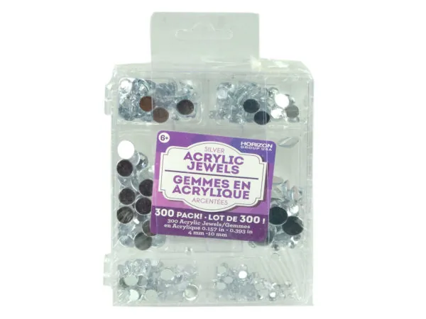 bulk buys KM247 - Silver Acrylic Jewels 300 Pack