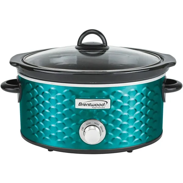 Brentwood SC-140BL — Brentwood Scallop Pattern 4.5 Quart Slow Cooker in Blue