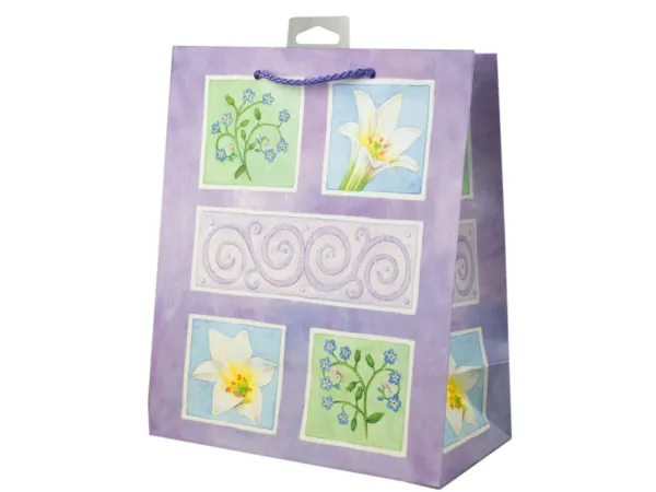 Bulk Buys AF534 — Charming Lavender Flowers Medium Gift Bag