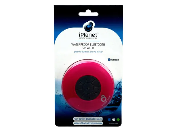 Bulk Buys EN387 — Compact Pink Waterproof Bluetooth Speaker with Suction Cup