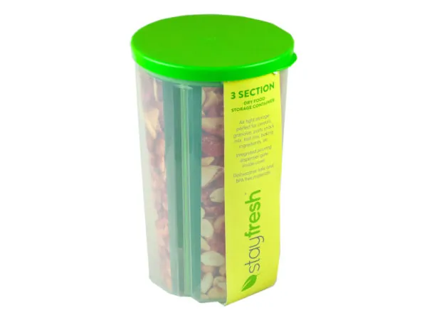 bulk buys HA476 - Airtight 3-Section Food Storage Container for Snacks