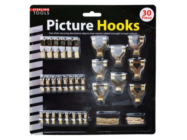 Bulk Buys OT986 — Heavy-Duty Picture Hanging Hooks - 30 Pack