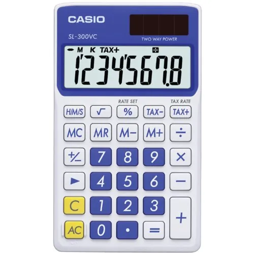Casio SL-300VC-BE — CASIO(R) SL300VCBESIH Solar Wallet Calculator with 8-Digit Display (Blue)
