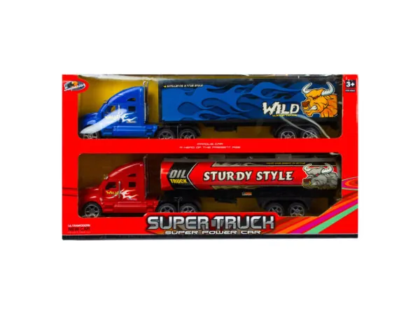 bulk buys OT964 - Friction-Powered Container Toy Trucks - 2 Pack