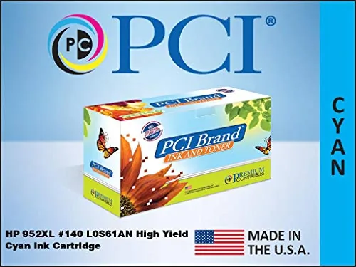 PCI L0S61AN-PCI — PCI BRAND ECO-REMAN HP 952XL L0S61AN #140 XL CYAN INK CARTRIDGE 1600 PAGE HIGH Y